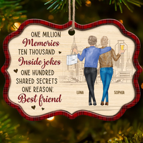 Custom Wood Ornament - Personalized Best Friend Christmas Birthday Gifts For Women, Besties, Sisters, BFF - Sidekicks To Every Story