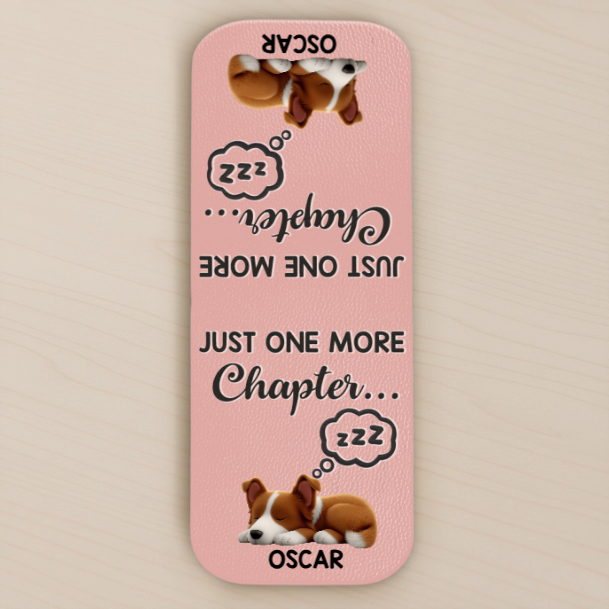 Custom Leather Magnetic Bookmark - Personalized Bookish Gifts For Book Lovers, Bookworms, Dog Dad And Mom - Happiness Is Another Chapter