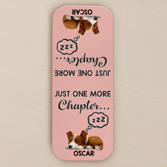 Custom Leather Magnetic Bookmark - Personalized Bookish Gifts For Book Lovers, Bookworms, Dog Dad And Mom - Happiness Is Another Chapter