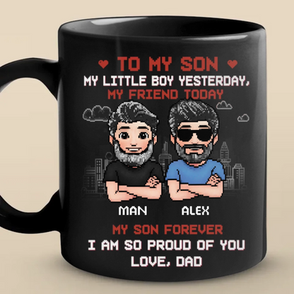 Custom Black Mug - Personalized Birthday Gifts For Dad, Son - Two Generations One Bond