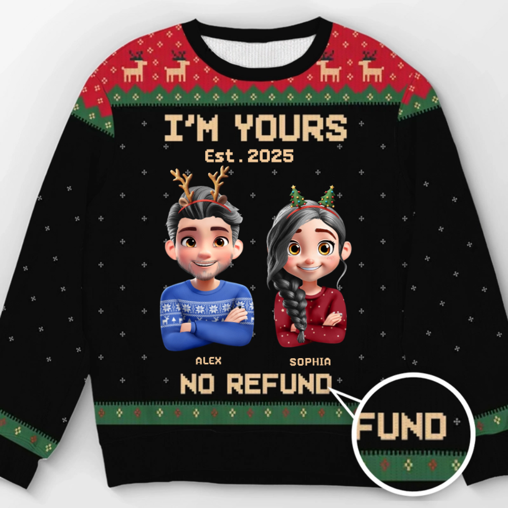 Custom Unisex Ugly Sweatshirt - Personalized Anniversary Christmas Wedding Gifts For Husband And Wife, Him And Her - Forever Festive, Forever Us