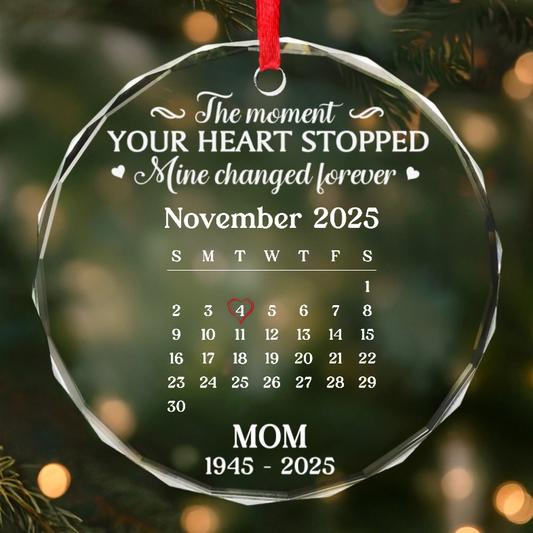 Custom Circle Acrylic Ornament - Personalized Christmas Memorial Sympathy Gifts For Loss Of Mom, Dad - In Our Hearts You Remain