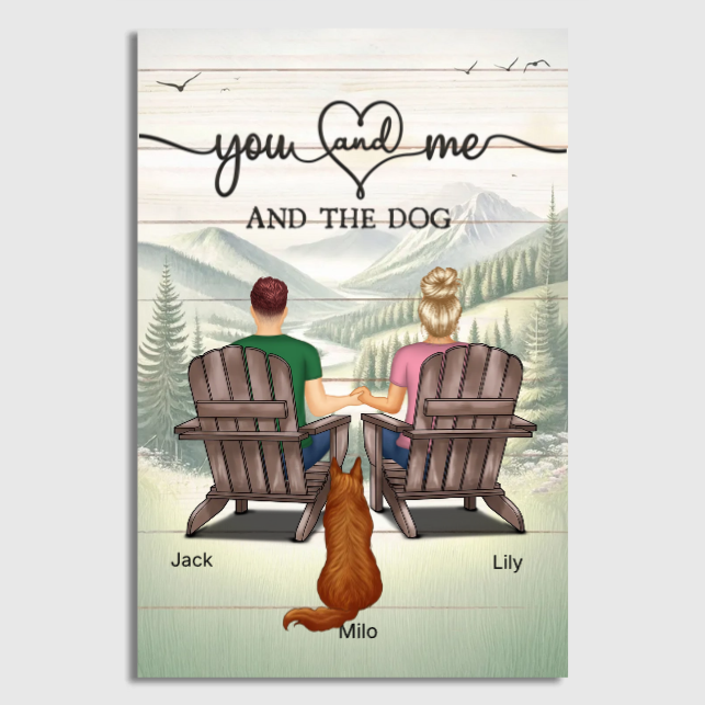 Personalized You Me And The Dogs Beach Poster, Heartfelt Anniversary Gift For Him, For Her Poster