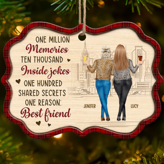 Custom Wood Ornament - Personalized Best Friend Christmas Birthday Gifts For Women, Besties, Sisters, BFF - Sidekicks To Every Story