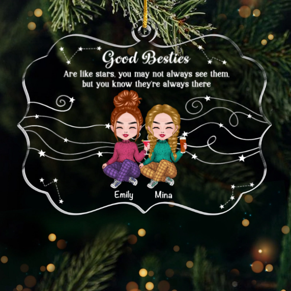 Custom Acrylic Ornament - Personalized Best Friend Christmas Birthday Gifts For Women, Besties, Sisters, BFF - Chaos Crew Forever