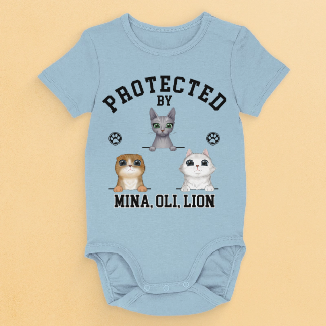 Custom Baby Onesie - Personalized Baby Shower, Gender Reveal Gifts For New Moms, New Dads, New Parents, Dog Cat Lovers - Guarded By My Dog