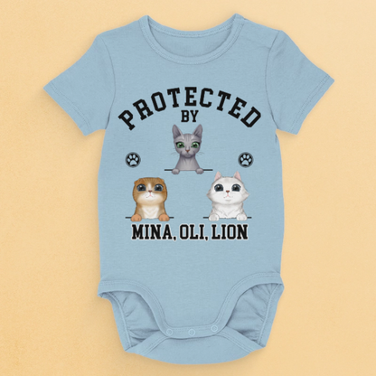 Custom Baby Onesie - Personalized Baby Shower, Gender Reveal Gifts For New Moms, New Dads, New Parents, Dog Cat Lovers - Guarded By My Dog