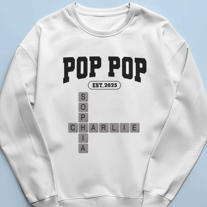 Grandpa Est Unique Grandkids Names in Crossword Puzzle Personalized Shirt