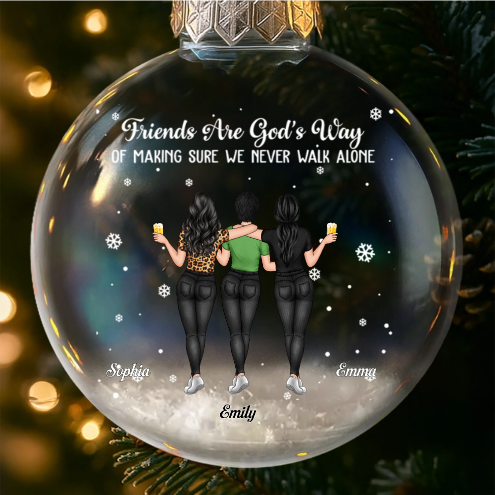Custom Snow-Filled Ball Ornament - Personalized Christmas Best Friend Birthday Gifts For Women, Besties, Sisters, BFF - Friends Grow Wild And Free