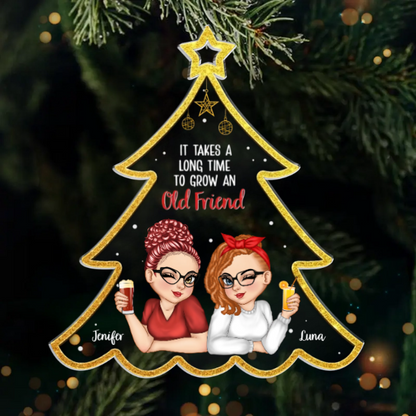 Custom Acrylic Ornament - Personalized Christmas Best Friend Birthday Gifts For Women, Besties, Sisters, BFF - Growing Old Friends Together