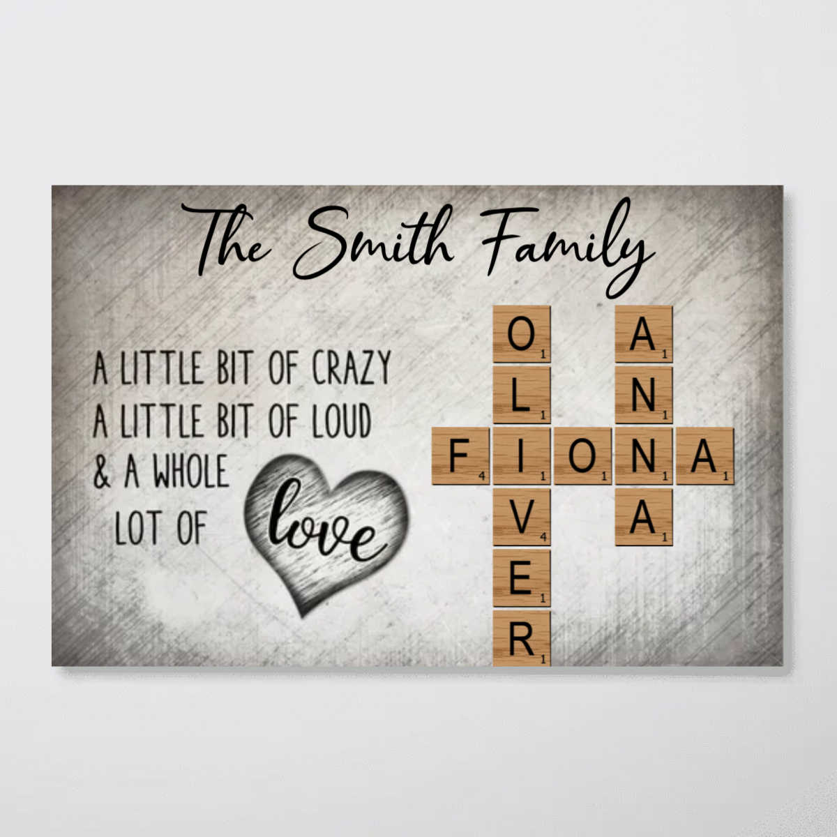 Family Lot Of Love Heart Crossword Art Puzzle Create A Moment Treasured Forever Personalized Poster