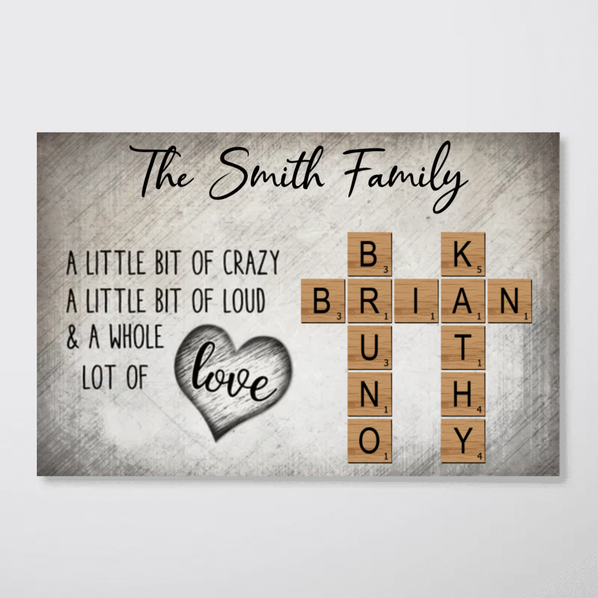 Family Lot Of Love Heart Crossword Art Puzzle Create A Moment Treasured Forever Personalized Poster