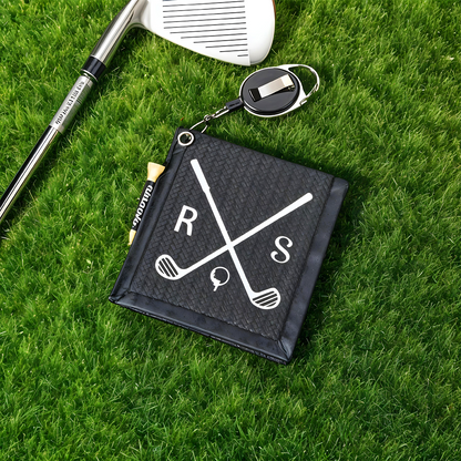 Personalized Leather Absorb Water Golf Towel with Golf Tees Retractable Clip Portable Accessories Birthday Gift for Golf Lovers