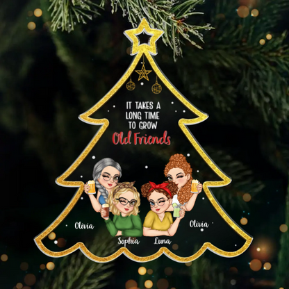 Custom Acrylic Ornament - Personalized Christmas Best Friend Birthday Gifts For Women, Besties, Sisters, BFF - Growing Old Friends Together