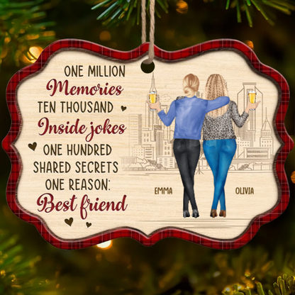 Custom Wood Ornament - Personalized Best Friend Christmas Birthday Gifts For Women, Besties, Sisters, BFF - Sidekicks To Every Story