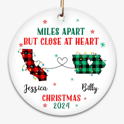 Christmas Miles Apart Close At Heart Besties Personalized Circle Ornament