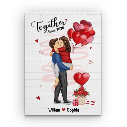 Love In Every Piece - Couple Personalized Vertical Rectangle Shaped Building Brick Blocks