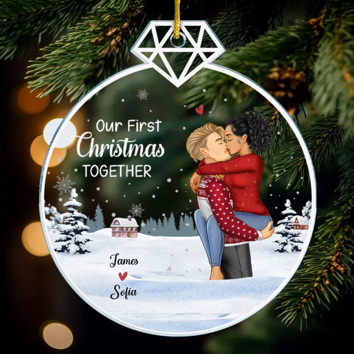 Our First Christmas Together - Couple Personalized Custom Ornament - Acrylic Custom Shaped - Christmas Gift For Husband Wife, Anniversary