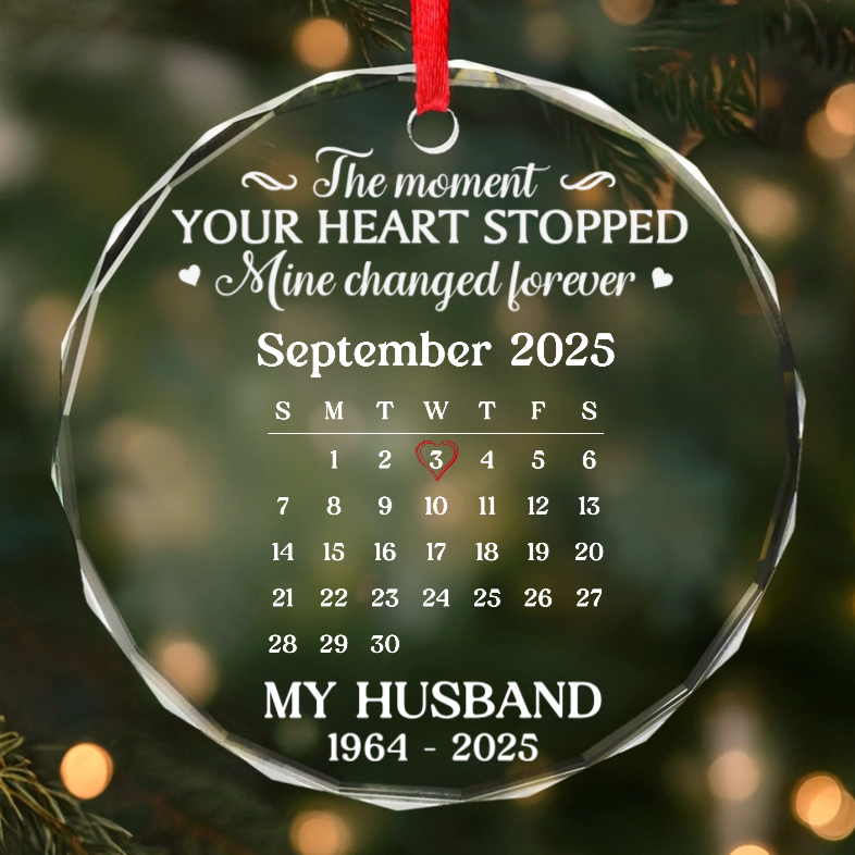 Custom Circle Acrylic Ornament - Personalized Christmas Memorial Sympathy Gifts For Loss Of Mom, Dad - In Our Hearts You Remain