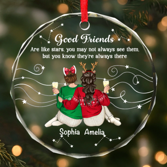 Custom Circle Acrylic Ornament - Personalized Christmas Best Friend Birthday Gifts For Women, Besties, Sisters, BFF - Our Story Glitters
