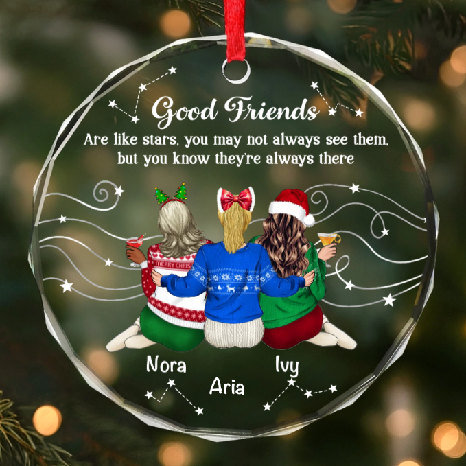 Custom Circle Acrylic Ornament - Personalized Christmas Best Friend Birthday Gifts For Women, Besties, Sisters, BFF - Our Story Glitters