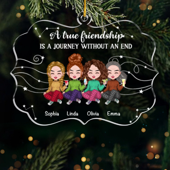 Custom Acrylic Ornament - Personalized Best Friend Christmas Birthday Gifts For Women, Besties, Sisters, BFF - Chaos Crew Forever