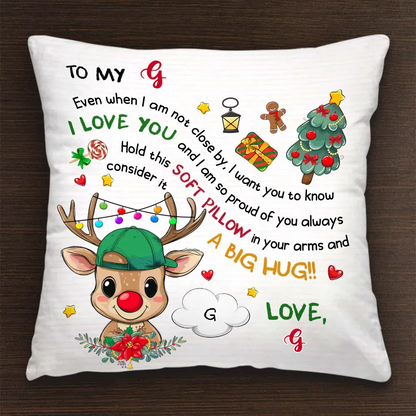 Personalized Grandkids Little Cute Reindeer Pillow
