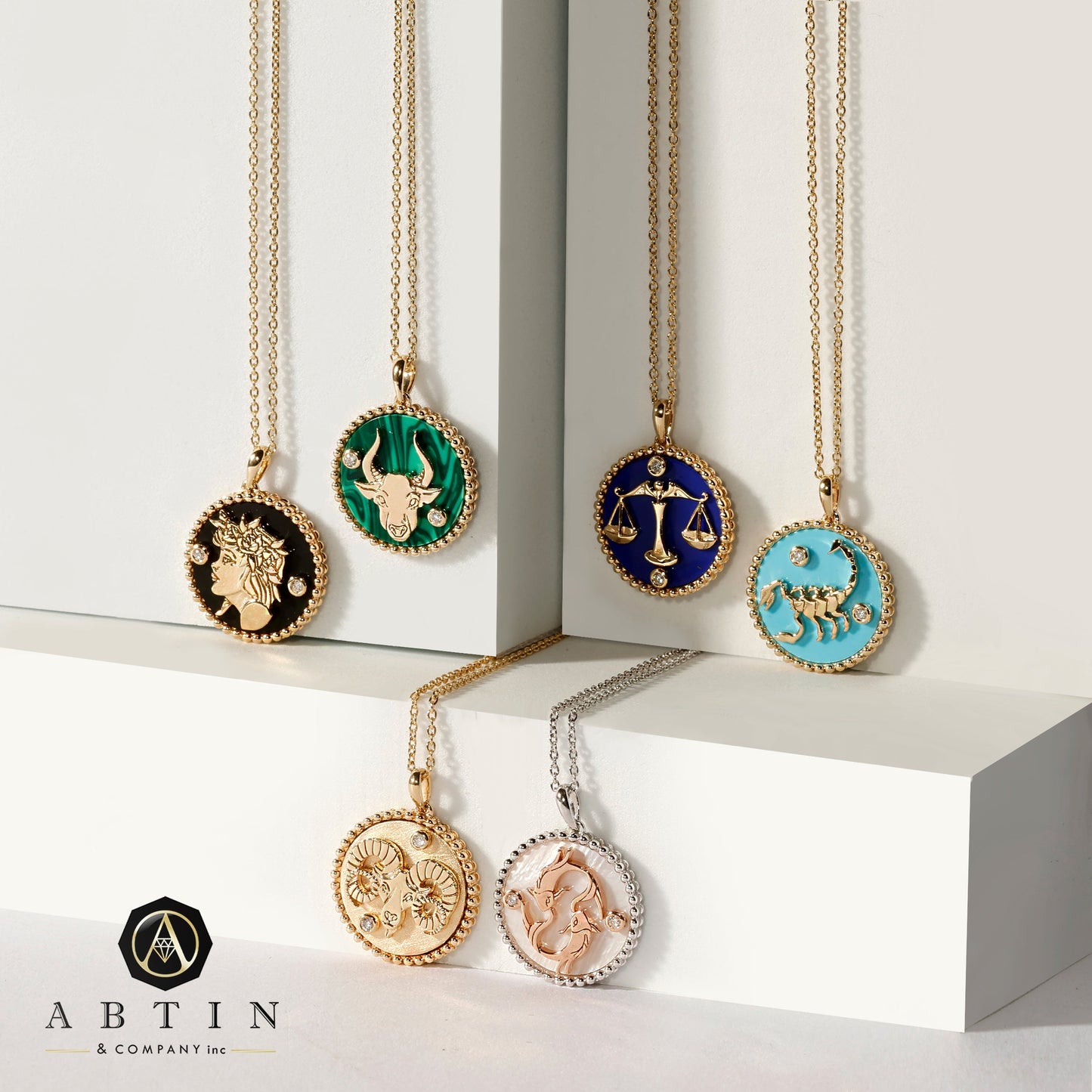 14K Gold & Diamond Aries Horoscope Medallion