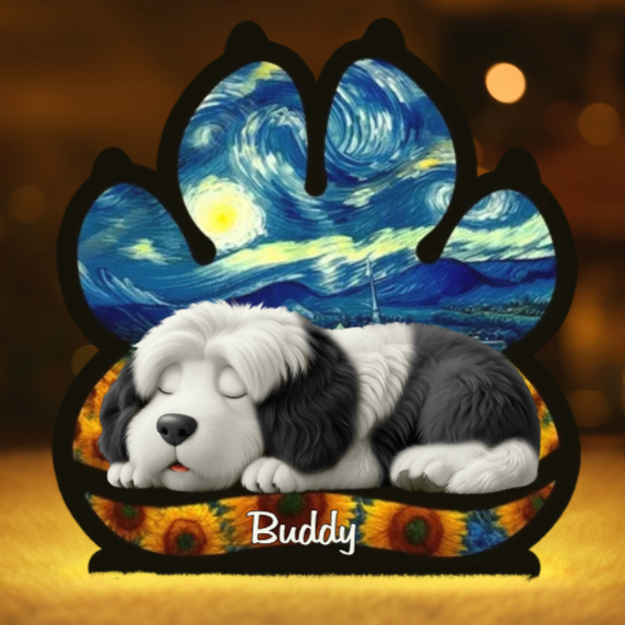 Custom Starry Night Shaped Light Box - Personalized Pet Memorial Sympathy Gifts For Dogs - Light Of Love