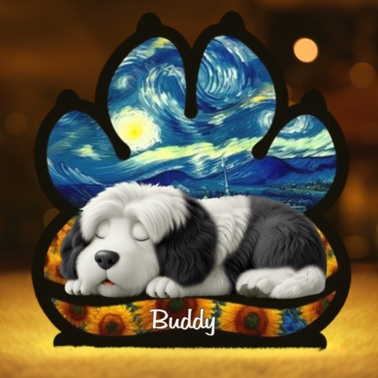 Custom Starry Night Shaped Light Box - Personalized Pet Memorial Sympathy Gifts For Dogs - Light Of Love