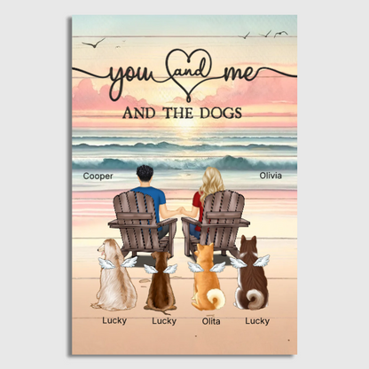 Personalized You Me And The Dogs Beach Poster, Heartfelt Anniversary Gift For Him, For Her Poster
