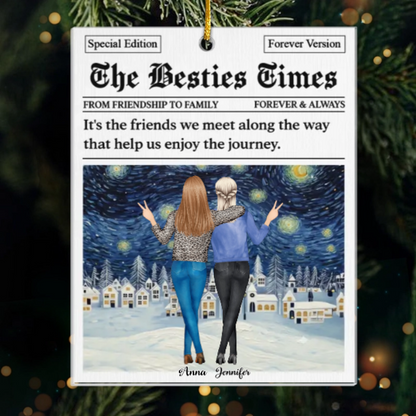 Custom Starry Night Acrylic Ornament - Personalized Best Friend Christmas Birthday Gifts For Women, Besties, Sisters, BFF - Merry Hearts Forever Friends