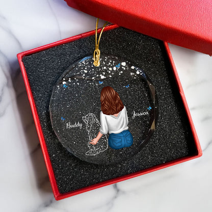 Blossom Branch Butterflies Dog Memorial Keepsake Sympathy Gift Personalized Glass Ornament