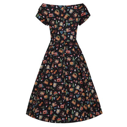 Lily Christmas Fair Swing Dress in Black - Preorder for dispatch 9th November