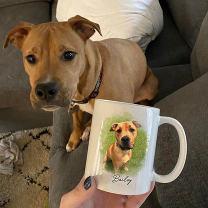 Watercolor Pet Portrait Using Photo Personalized Mug, Unique Gift For Pet Owners, Thoughtful Pet Memorial Gift
