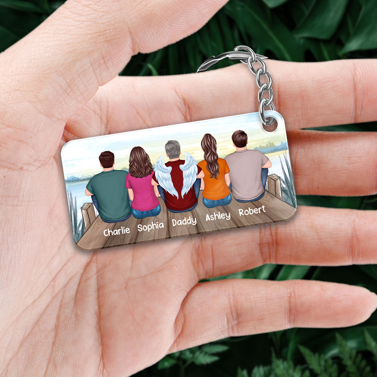 Lake Landscape Always With You Whole Family Memorial Remembrance Gift Personalized Acrylic Keychain