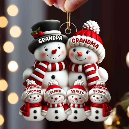 3D Effect Cute Snowman Family Christmas Decor Personalized Acrylic Ornament