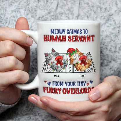 Meowy Catmas To Human Servant - Personalized Custom 3D Inflated Effect Mug