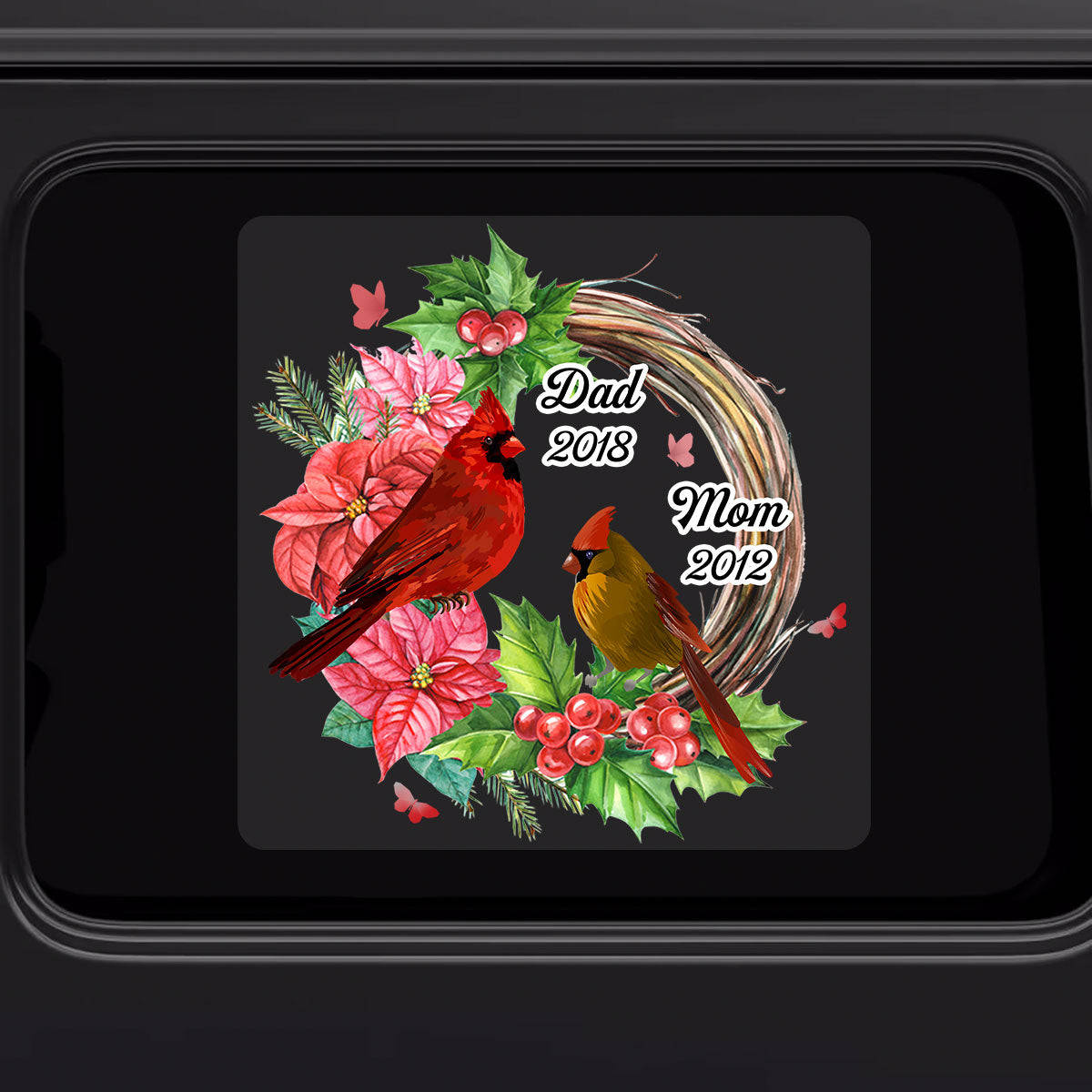 Cardinals Wreath Memorial Personalized Decal