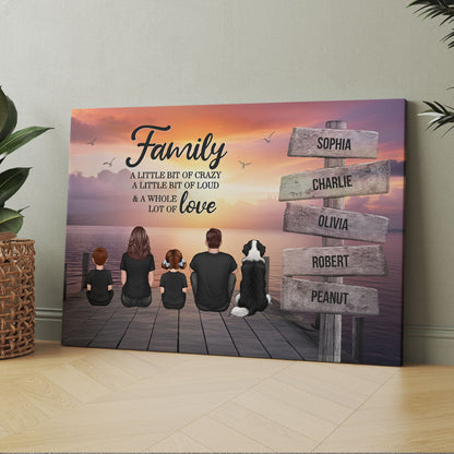 Family A Little Whole Lot of Love Sign Posts Personalized Canvas Prints, Home Decoration, Gift For Family