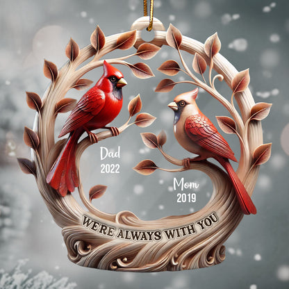 We're Always With You Cardinals On Tree 3D Effect Personalized Acrylic Ornament