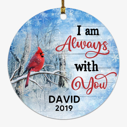 Winter Cardinal Memorial Personalized Circle Ornament