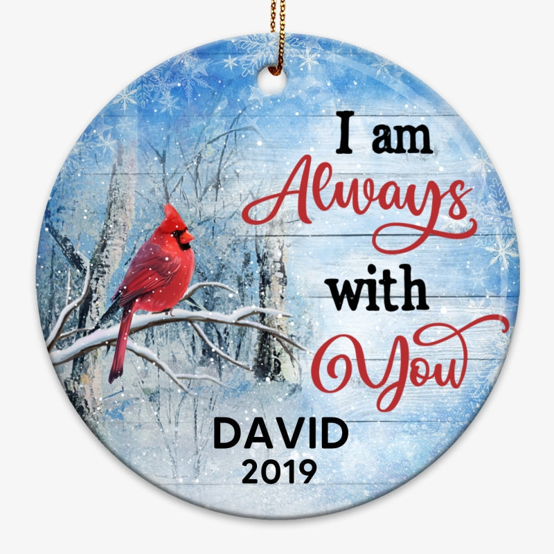Winter Cardinal Memorial Personalized Circle Ornament