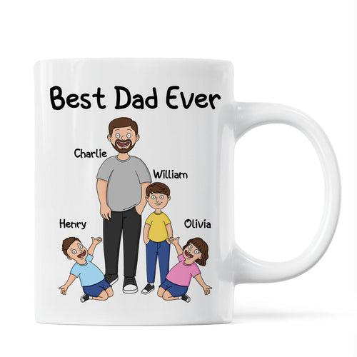 Funny Family Style Dad And Kids Best Dad Ever Personalized Mug