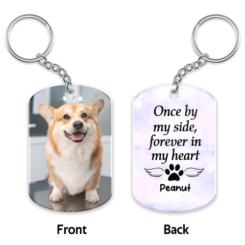 Once By My Side Forever In My Heart Dog Memorial Photo Inserted Personalized Acrylic Keychain