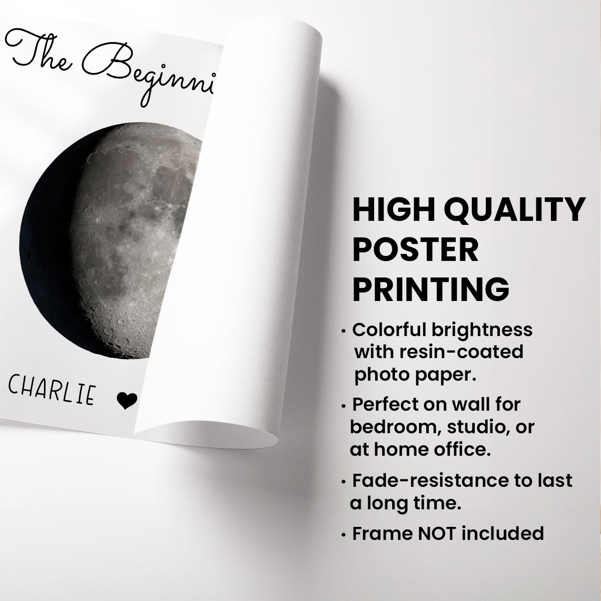 The Beginning Of Our Forever Couple Upload Photo Custom Moon Phases Anniversary Date Personalized Poster, Anniversary Gift, Wedding Gift For Couple