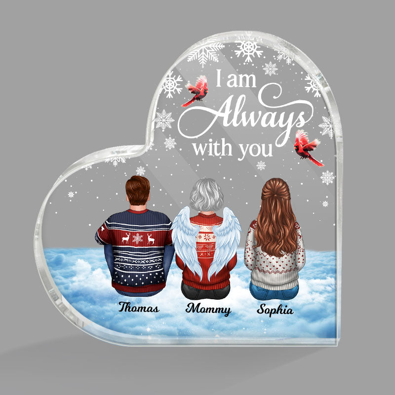 Always With You In Snow Background Personalized Acrylic Heart Plaque