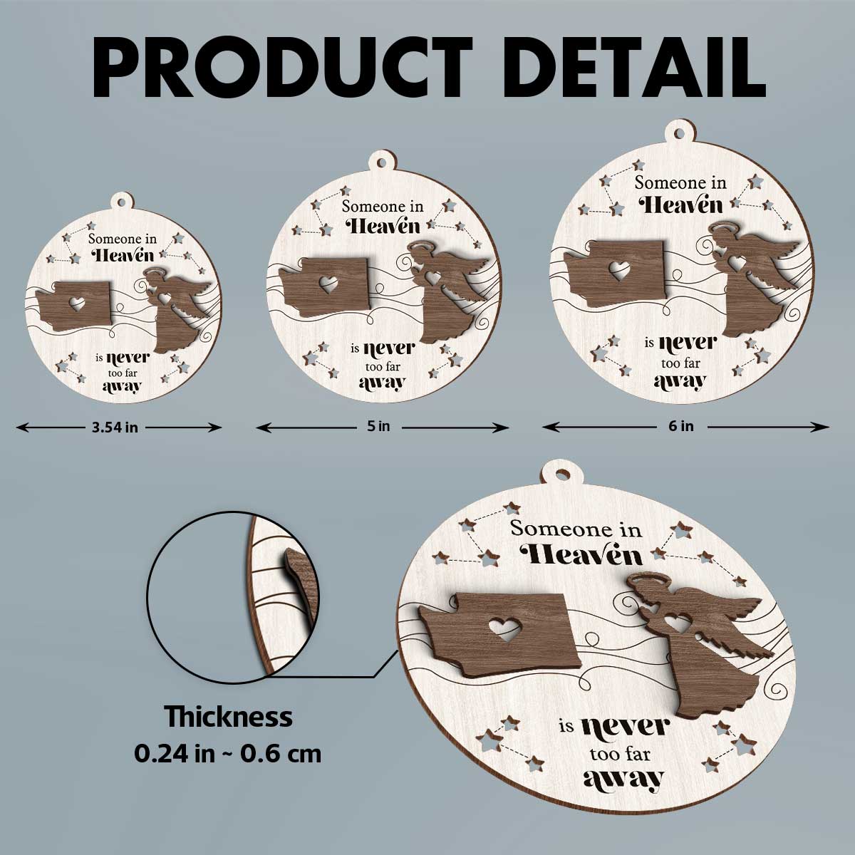 Someone In Heaven Is Never Too Far Away Memorial Keepsake Personalized 2-Layer Wooden Ornament