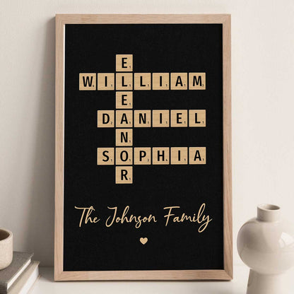 Family Crossword Art - Created In A Moment, Treasured Forever Personalized Poster