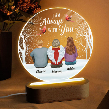 Always With You Family Memorial Snow Personalized Circle Acrylic Plaque LED Lamp Night Light